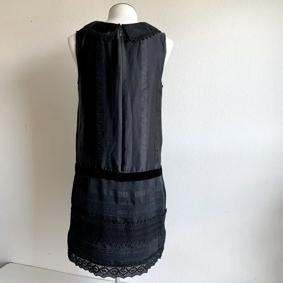 Anna Sui black vintage inspired dress, sleeveless, low waist, w/ lace velvet.‎ S - Picture 6 of 16